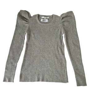 Joe's Sweater Womens  XS Slate Rose Ribbed‎ Puff Shoulder Long Sleeve Crewneck